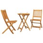 Juego Bistro de Jardín 3 pcs Marrón madera maciza de acacia