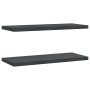 Estantes de pared 2 uds acero inoxidable negro 75x30x3 cm