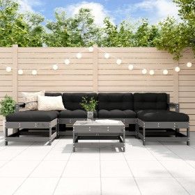 Garden furniture set 7 pieces and gray solid wood cushions by vidaXL, Garden sets - Ref: Foro24-3185943, Price: 595,02 €, Dis...