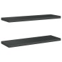 Estantes de pared 2 uds acero inoxidable negro 75x23,5x3 cm