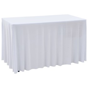 Fundas elásticas para mesa 2 uds con falda 243x76x74 cm blanco Fundas elásticas para mesa 2 uds con falda 243x76x74 cm blanco