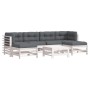 Gartenmöbel-Set 7-teilig und Kissen aus massivem Holz weiß von vidaXL, Gartensets - Ref: Foro24-3185949, Preis: 656,23 €, Rab...