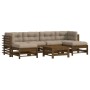 Gartenmöbel-Set 7-teilig und honigbraune Massivholzkissen von vidaXL, Gartensets - Ref: Foro24-3185951, Preis: 697,77 €, Raba...