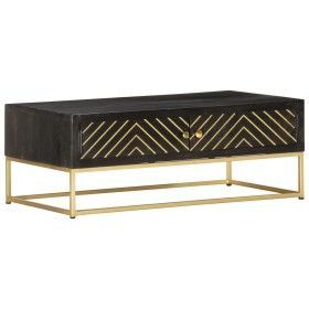 Solid black and gold mango wood coffee table 90x50x35cm by vidaXL, Coffee table - Ref: Foro24-286515, Price: 269,93 €, Discou...