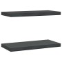 Estantes de pared 2 uds acero inoxidable negro 50x23,5x3 cm