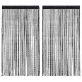 Cortinas de flecos 2 piezas 140x250 cm negras Cortinas de flecos 2 piezas 140x250 cm negras