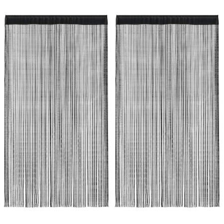 Cortinas de flecos 2 piezas 140x250 cm negras