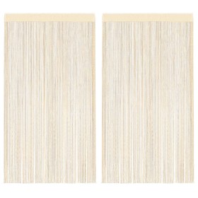 Cortinas de flecos 2 piezas 140x250 cm crema Cortinas de flecos 2 piezas 140x250 cm crema