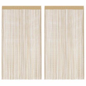 Cortinas de flecos 2 piezas 140x250 cm beige Cortinas de flecos 2 piezas 140x250 cm beige
