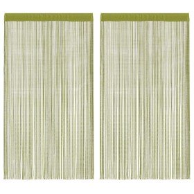 Cortinas de flecos 2 piezas 140x250 cm verde Cortinas de flecos 2 piezas 140x250 cm verde