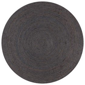 Alfombra de yute tejida a mano redonda gris 120 cm