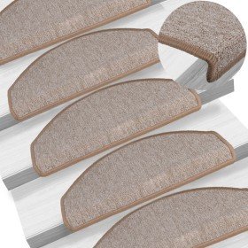 Felpudos para escaleras 15 uds 65x24x4 cm Marrón Claro