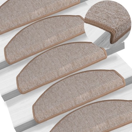 Felpudos para escaleras 15 uds 65x24x4 cm Marrón Claro