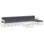 7-teiliges Gartenmöbel-Set und weiße Massivholzkissen von vidaXL, Gartensets - Ref: Foro24-3185970, Preis: 572,08 €, Rabatt: %