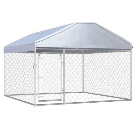 Perrera de exterior con techo 200x200x135 cm en Casetas y cercados para perros | Comprar online en Foro24