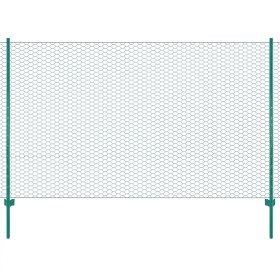 Valla de malla alambre con postes acero 25x1,5 m verde