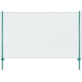 Valla de malla alambre con postes acero 25x1,5 m verde