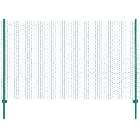 Valla de malla alambre con postes acero 25x1,5 m verde