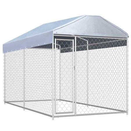 Perrera de exterior con toldo 382x192x225 cm en Casetas y cercados para perros | Comprar online en Foro24