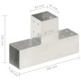 Conector de postes en forma de T metal galvanizado 81x81 mm