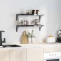 Soportes estante 4 uds acero inoxidable negro 23,5x2,5x15,5 cm