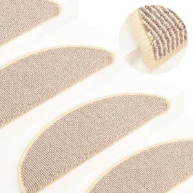 Felpudos para escaleras 15 uds 65x21x4 cm Blanco y marrón