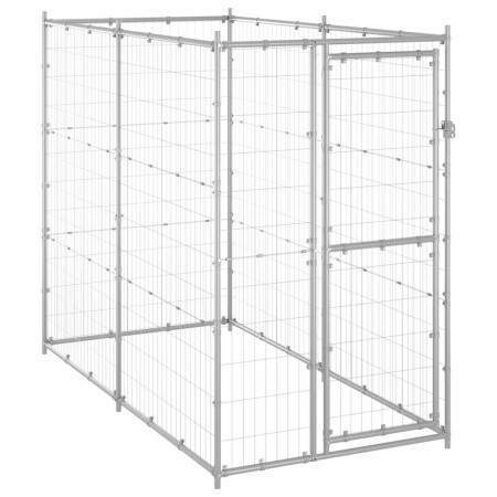 Perrera de exterior de acero galvanizado 110x220x180 cm en Casetas y cercados para perros | Comprar online en Foro24