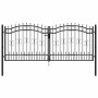 Puerta de valla con punta de lanza negra, 305 x 125 cm, acero