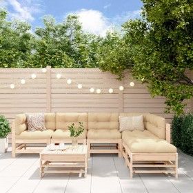 7-piece garden furniture set and solid wood cushions by vidaXL, Garden sets - Ref: Foro24-3185976, Price: 577,62 €, Discount: %