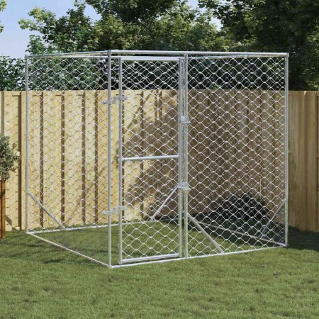 Perrera de exterior acero galvanizado plateado 2x2x2 m en Casetas y cercados para perros | Comprar online en Foro24