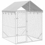 Perrera de exterior con toldo acero galvanizado plata 2x2x2,5 m en Casetas y cercados para perros | Comprar online en Foro24