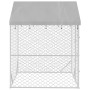 Perrera de exterior con toldo acero galvanizado plata 2x2x2,5 m en Casetas y cercados para perros | Comprar online en Foro24