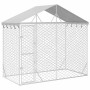 Perrera exterior con toldo acero galvanizado plata 3x1,5x2,5 m en Casetas y cercados para perros | Comprar online en Foro24