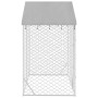 Perrera exterior con toldo acero galvanizado plata 3x1,5x2,5 m en Casetas y cercados para perros | Comprar online en Foro24