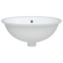 Lavabo de baño ovalado cerámica blanco 47x39x21 cm
