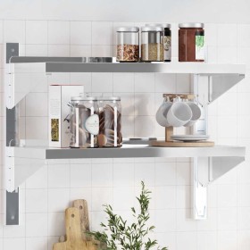 Estante de pared acero inoxidable plateado 75x30x60 cm