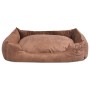 Cama para perro con cojín PU cuero artificial talla S beige