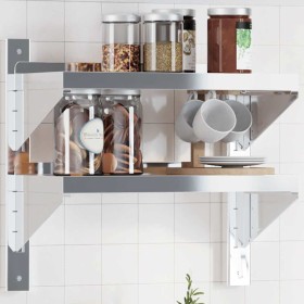 Estante de pared acero inoxidable plateado 50x23,5x48 cm