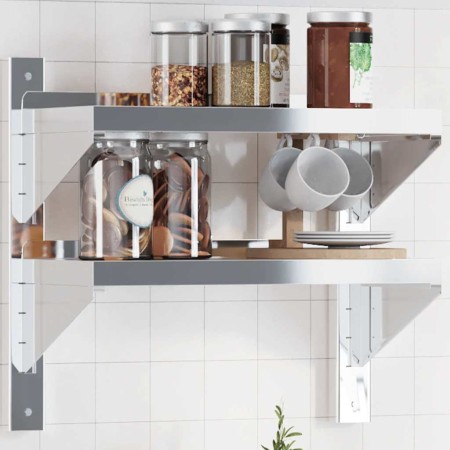 Estante de pared acero inoxidable plateado 50x23,5x48 cm