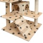 Rascador para gatos poste rascador de sisal 125cm huellas beige
