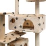 Rascador para gatos poste rascador de sisal 125cm huellas beige