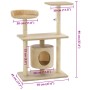 Rascador para gatos con postes rascadores de sisal 95 cm beige