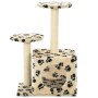 Rascador para gatos con poste de sisal huellas beige 60 cm