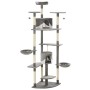Rascador para gatos con poste de sisal 203 cm gris y blanco