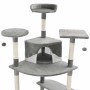 Rascador para gatos con poste de sisal 203 cm gris y blanco