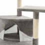 Rascador para gatos con poste de sisal 203 cm gris y blanco