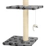 Rascador para gatos con poste de sisal huellas gris 260 cm