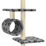 Rascador para gatos con poste de sisal huellas gris 260 cm