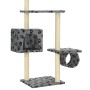 Rascador para gatos con poste de sisal huellas gris 260 cm