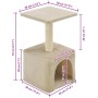 Rascador para gatos con poste de sisal 55 cm beige